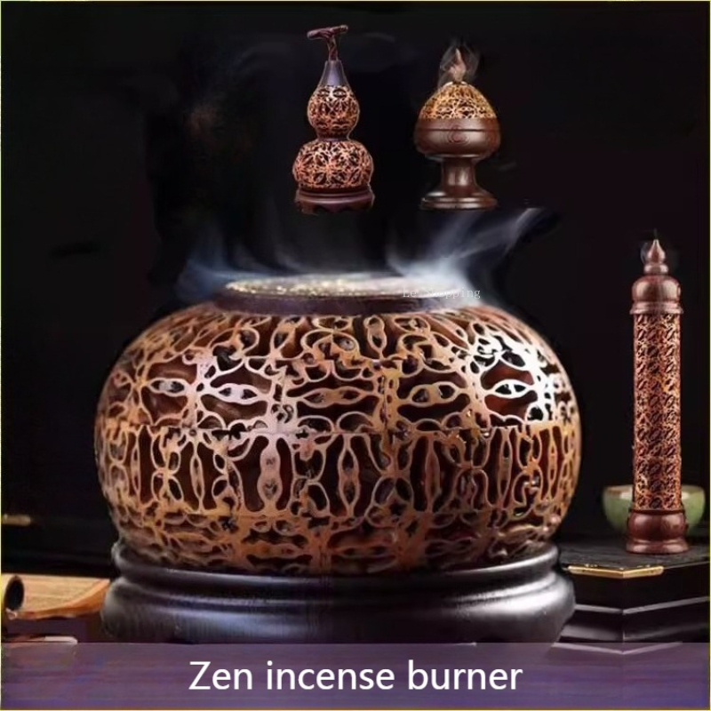 Zen Candle Supplies - 원형/조롱박 모양/세로형/보산/창의적인 나무 속이 빈 향로/가정용