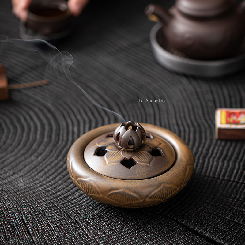 Zen Candle Supplies - 앤티크 도자기 연꽃 향 코일 향로/명상