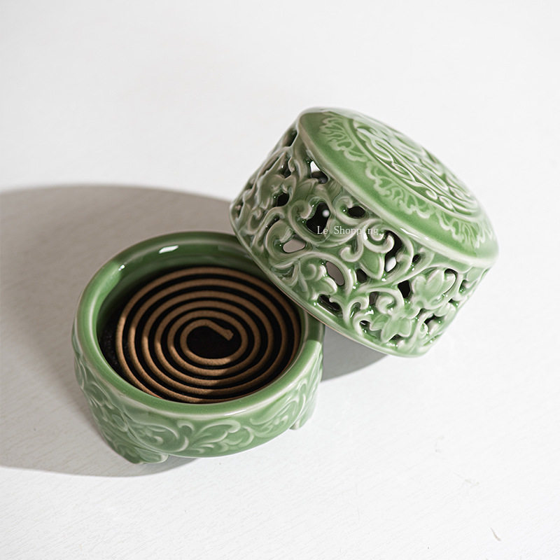 셀라돈 중국풍 도자기 향로/속이 빈 무늬 실내 탁상 장 - Zen Candle Supplies 리뷰 및 가격